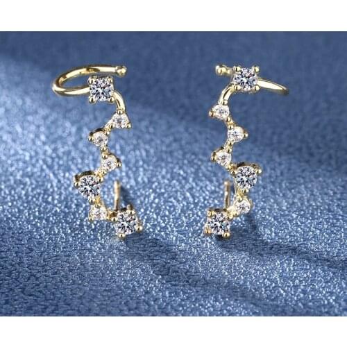 Fashion Gold Plated Painless U-shaped Ear Clip Womens Tassel Exquisite Zircon Earrings Personality Girls Daily Jewelry