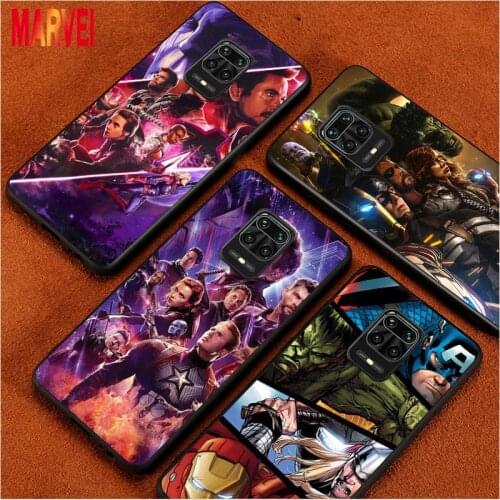 Fashion Marvel Avengers Silicone Cover For Xiaomi Redmi Note 10 10S 9T 9S 9 8T 8 7 6 5A 5 4 4X Prime Pro Max Black Phone Case