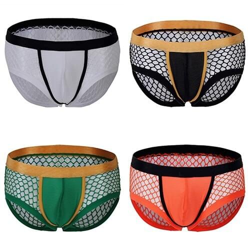 Mens Sexy Openwork Mesh Breathable Bulge Pouch Swimwear Shorts Boxer Underwear