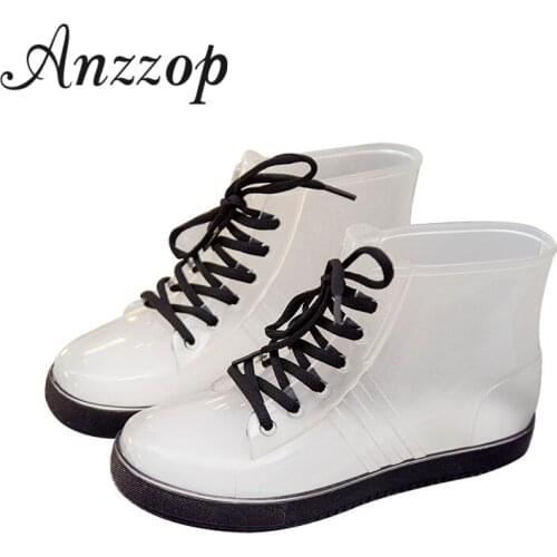 2019 transparent jelly rain boots waterproof rubber shoes female adult tide wild cheap short tube cute fashion non-slip boots