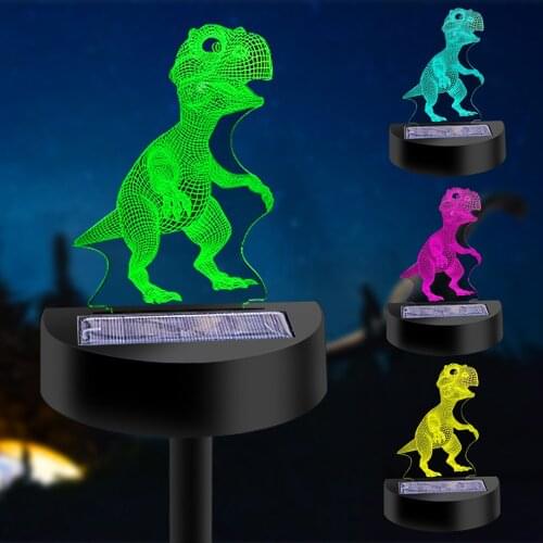 Novelty Solar Powered Garden Stake Light Dinosaur Waterproof Lamp Pathway
