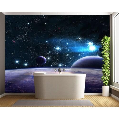 Customized papel de parede infantil, PLANETS OVER NEBULAE Mural for childrens room living room background home decor wallpaper