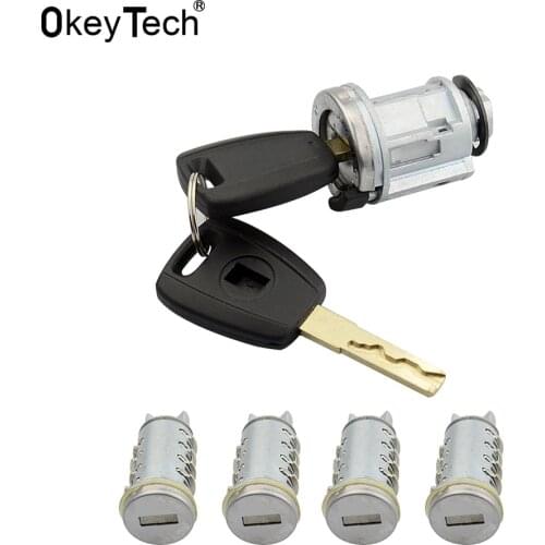 OkeyTech for Fiat Lock Set with 2 Keys Original SIP22 Blade Lgnition Car Milling Modified Car Door Cylinder Car Key Trunk Lock