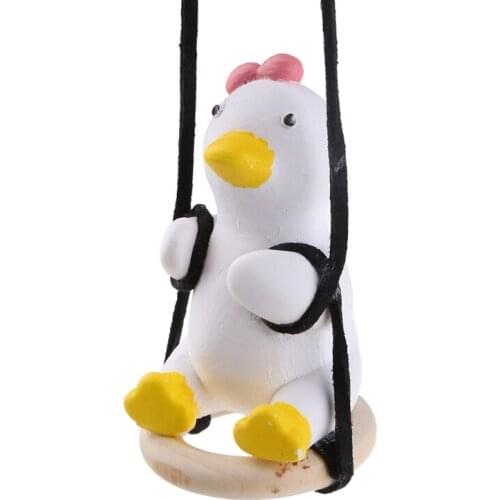 Hanging Ornament Cute Swing Duck On Car Rear View Mirror Pendant for Car Goods Duck Babies Yellow Bow Dropship