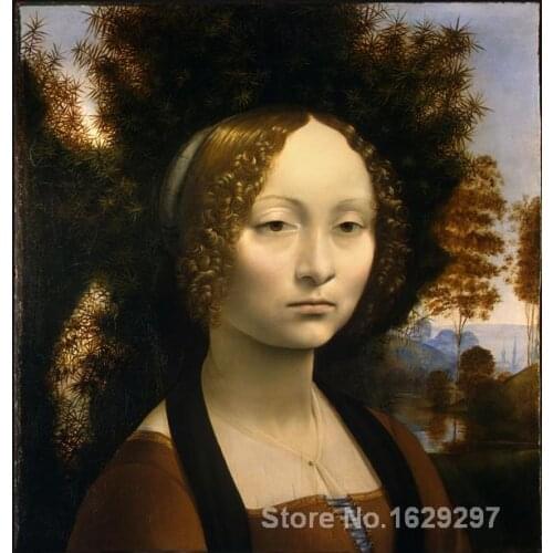 Portrait Woman painting Leonardo Da Vinci Ginevra De Benci handmade High quality