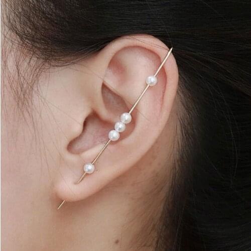 Gold Filled/925 Silver Ear Cuff Ear Climber Handmade Natural Pearl Earrings Jewelry Oorbellen Minimalist Boho Earrings For Women