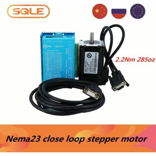 1 set Nema23 285oz-in close loop stepper motor 2.2Nm & HBS57H servo driver 24-80v & 3 meters encoder cable