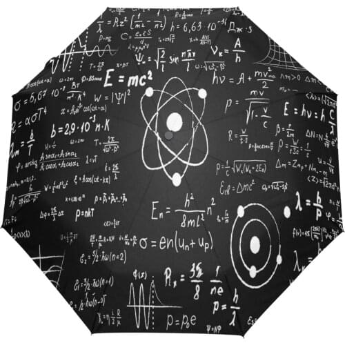 Charm Mathematics Chemistry Three Folding Umbrella Rain Women Anti-UV High Quality Automatic Umbrella Male Outside Black Coating