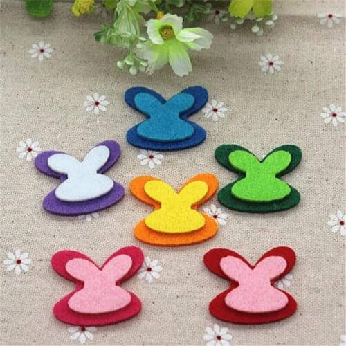 Mix Colors 30pcs/lot Handmade Rabbit Head Shape Patches Felt Accessories for DIY Scrapbooking,35*30mm