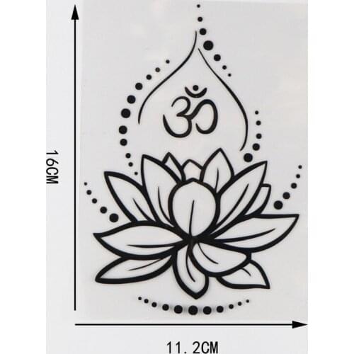 Modern Cartoon Vinyl Car Sticker Decal Decorative Style of Buddhist Lotus Black/Silver for Lada Stickers 11.2 X16CM