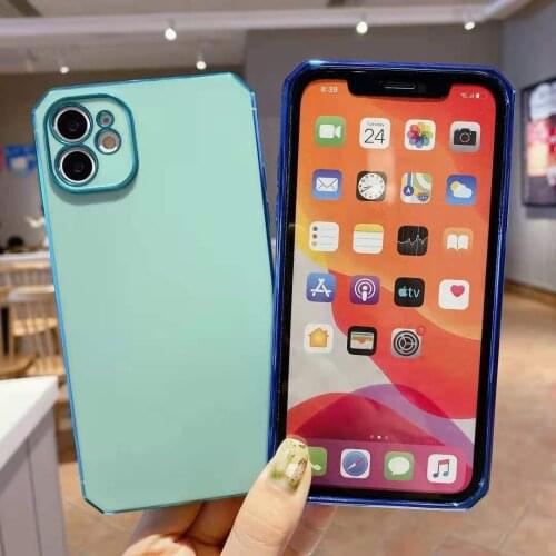 Solid Plating Lens Protection Phone Case For iPhone 12 11 Pro Max 12 Mini X XR XS Max 7 8 6 6s Plus SE 2020 Soft TPU Cover