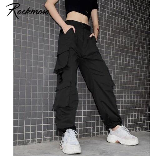 Rockmore Streetwear Cargo Pants Women Joggers Harajuku Pockets Korean Style Trousers Plus Size Winter High Waist Wide Leg Pants