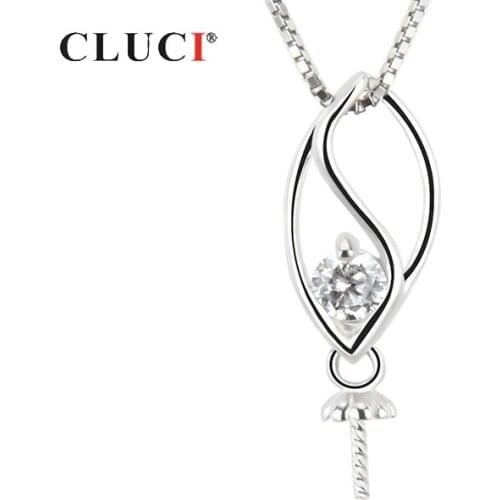 CLUCI 925 Sterling Silver Pendant for Women Necklace Silver 925 Pearl Pendant Mounting Zircon Women Jewelry Pendant SP047SB