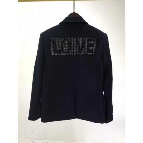 Early Autumn Office Lady Blazer Women Long Sleeve Back Hot Rhinestone Letters Single Breasted Outerwear and Suit Coats