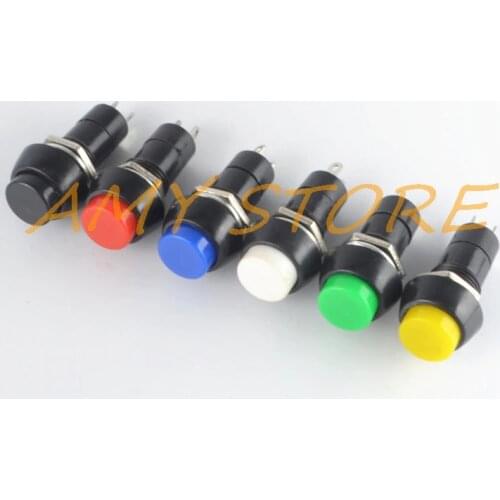 10pcs 2Pin Plastic 12mm Round Push Button PBS-11A Self Lock Latching PBS-11B Momentary Non-lock Switch 3A 150V