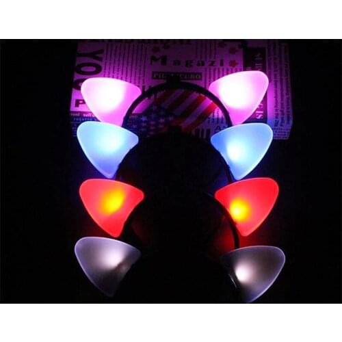 10pcs/lot Woman Girls Chic LED Glowing Cat Ear Headband Birthday Xmas Halloween Flashing Headwear Party Hair Decoration Supplies