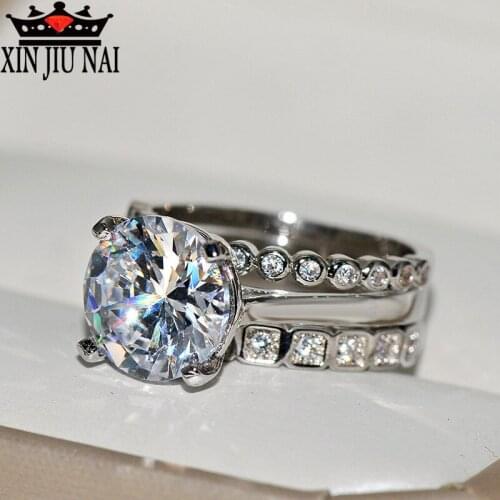 3 pieces / set of circular zircon square crystal lady ring fashion girl finger accessories suit leisure / Banquet jewelry Women