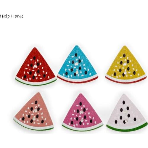 30pcs Watermelon Cartoon Fruit Wood Button Sewing Scrapbooking Clothing Headwear Handmade Crafts Home Decor Accessories DIY