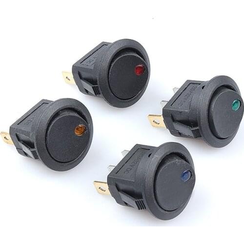 4pcs 12V 220V Waterproof Rocker Switch LED Dot Light Car Boat Round ON/OFF SPST Switch