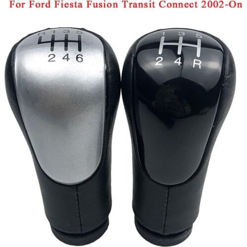 5/6 Speed Car Styling Gear Shift Knob Lever Shifter Stick Headball Black Silver For Ford Fiesta Fusion Transit Connect 2002-On