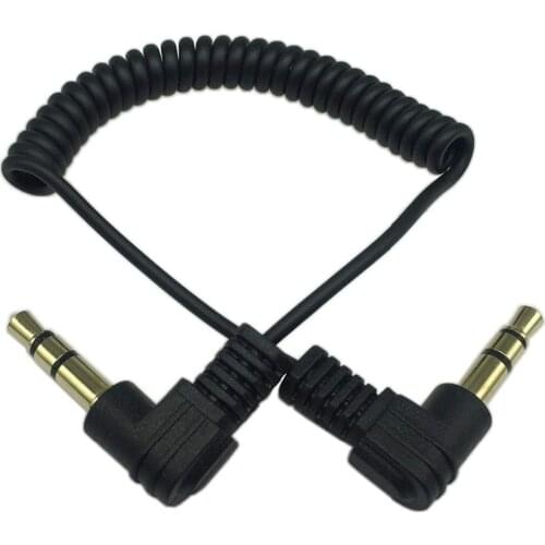 90 Degree 3.5mm 3 Pole Male to Male Headphone Stereo Audio AUX Mini Spring Coiled Spiral Extension Adapter Converter Cable