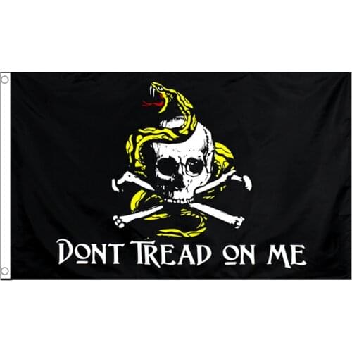 Free shipping xvggdg Skull Gadsden flag dont tread on me Polyester banner flag