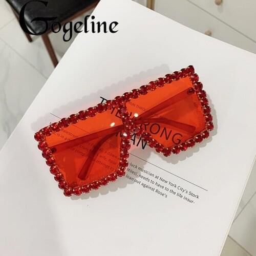 Oversized Square Colorful Diamond Sunglasses Women 2020 Big Frame Luxury Crystal Sun Glasses For Female Rhinestone Eyewear UV400