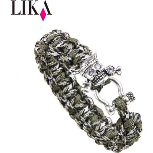 LIKA Hand-woven Umbrella Bracelet With Pirates Of the Caribbean Outdoor Mountaineering Fashion Male Jewelry Bracelet Accessories