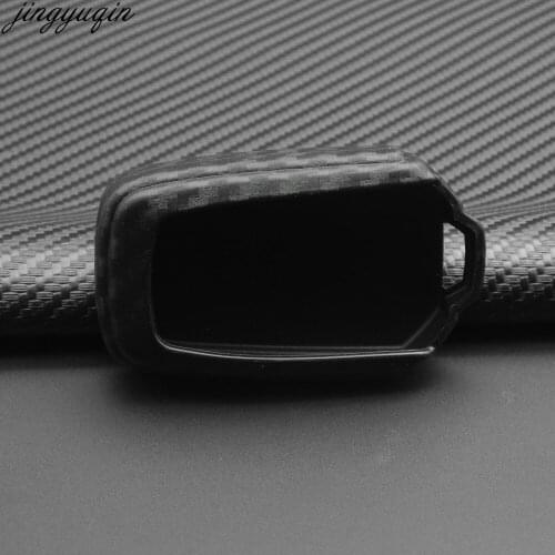 Jingyuqin Carbon Silicone Fob Key Case For Isuzu D-Max MU-X Holder Car Housing Case Protection Accessories