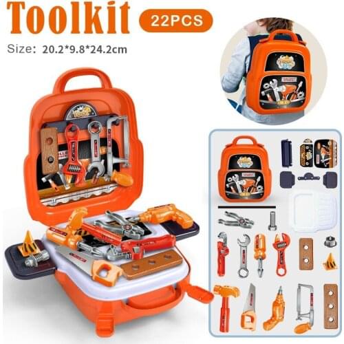 Childrens Toolbox Boy Simulation Repair Tool Set Backpack Educational Toys