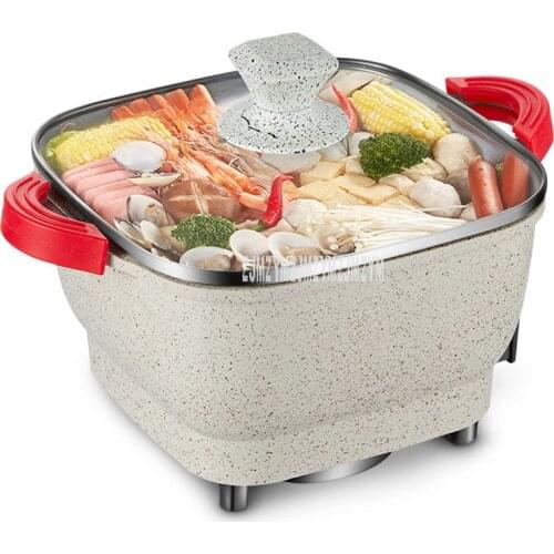 2L Mini Electric Hot Pot Multi Cooker Household Maifan Stone Non-stick Electric Cooking Machine Stewing Soup Hotpot Cooker 220V