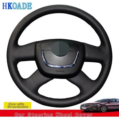 DIY Car Steering Wheel Cover For Skoda Octavia Superb 2012 Fabia Skoda Octavia a5 2012 Black Artificial Leather Hand-stitched