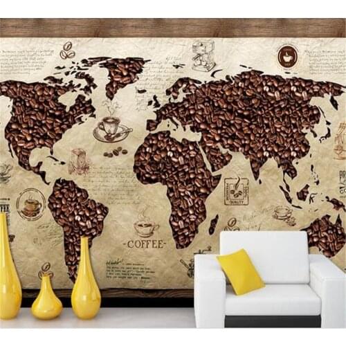 Beibehang Customized personality wallpaper 3D mural photo cafe map retro restaurant bar background wall decoration painting
