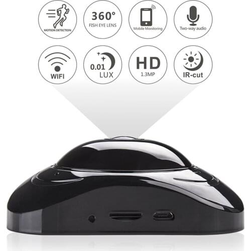 Fisheye IP Camera Infrared 360 Degree Panoramic Wireless HD Night Vision Wide Angle for Baby Pet Elderly Monitoring