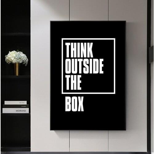 Think Outside The Box Letter Canvas Painting Inspirational Wall Art Modern Print Pictures Motivational Black Typography Poster