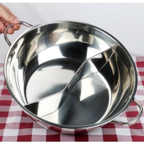 Stainless Steel Pot Hotpot Induction Cooker Gas Stove Compatible Pot Home Kitchen Cookware Soup Cooking Pot Twin Divided
