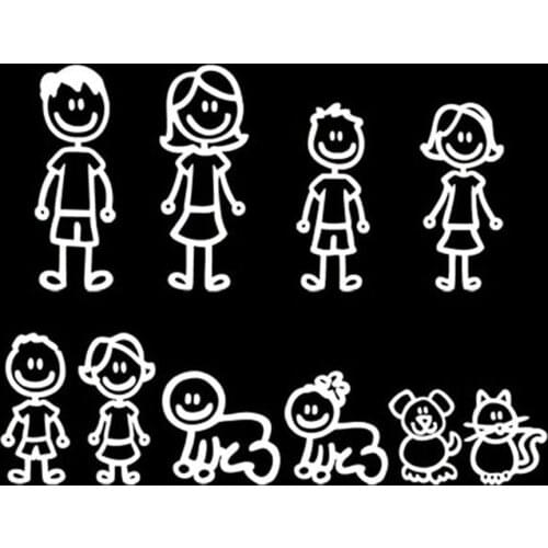 Kawaii Funny Family Member Decorative Reflective Auto Decal Cartoon Car Sticker Bumper Car Body Decal Supplies 39cm*30cm