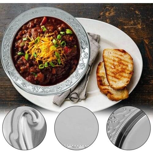 1pc Stainless Steel Round Disk Western Steak Plate Household Fruit Plate Dining Plate Serving Dishes Kitchen Tray European Style