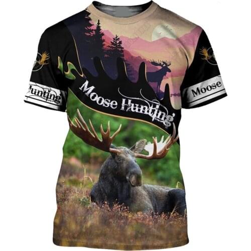 Summer Fashion Animal Moose Hunting Huntaholic Art Camo Men/Women Leisure O-Neck T-shirt 3D Print Hipster Beach Shorts Tank S291