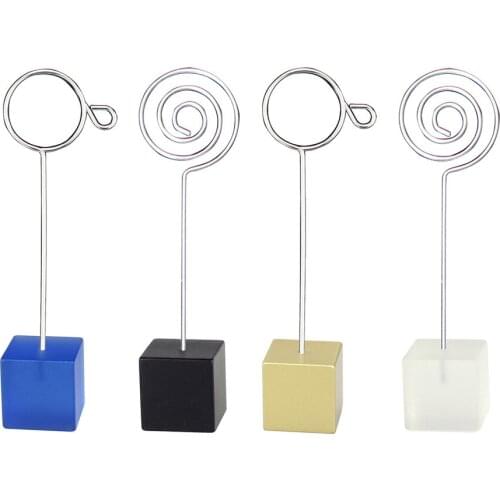 Lot 10pcs Cube Base Loop Wire Photo Clip,Color Resin Stand Memo Holder,Wedding Favor Party Deco,Customized Promotion Gift