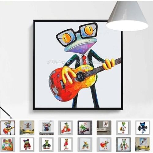 Mintura Hand Painted Modern Abstract Cartoon Animal Oil Paintings On Canvas Music Anime Frog Wall Art Room Home Ddecoration Big