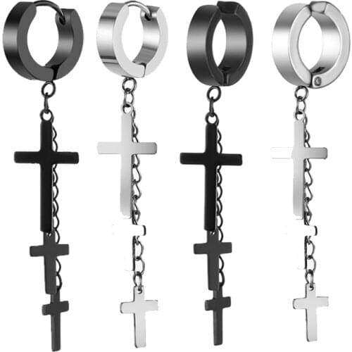 Simple Stainless Steel Geometric Drop Earrings Silver Color Hoop Earring For Women Men Punk Vintage Jewelry Mujer Moda