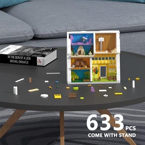 MOC Fashion Home Decoration Building Blocks Comic Wall Landscape Flowers Grass Scene Education bricks Model Childrens Toys Gift