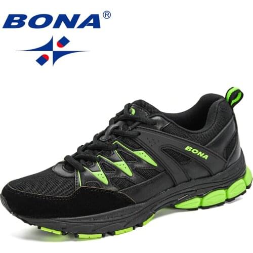 BONA 2020 New Designers Men Breathable Mesh Athletic Shoes Super Light Outdoor Black Sports Shoes Man Walking Jogging Shoes Male