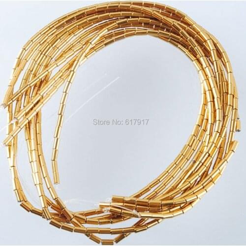 Gold Color Hematite Non Magnetic Column Loose Beads Spacer 2x4mm For Jewelry Making 1 Strand TL3003