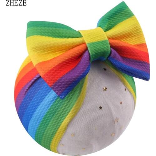 2021 New Fashion Spring Sunflower Bunny Printed Headband For Girl 5'' Big Bows Turban Kids Headwrap DIY Hair Accessories