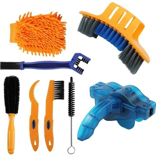 Cleaner Bike Chain 8 pcs Bike Chain Cleaner Clean Machine Brushes Cycling Cleaning Kit Bike Brush Maintenance Tool