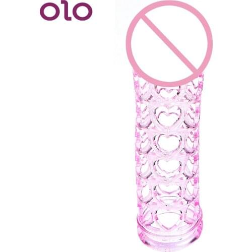 OLO Penis Sleeve Silicone Cock Ring Penis Ring Sex toys for Men Male Heart-shaped Reusable Condom Delay Ejaculation