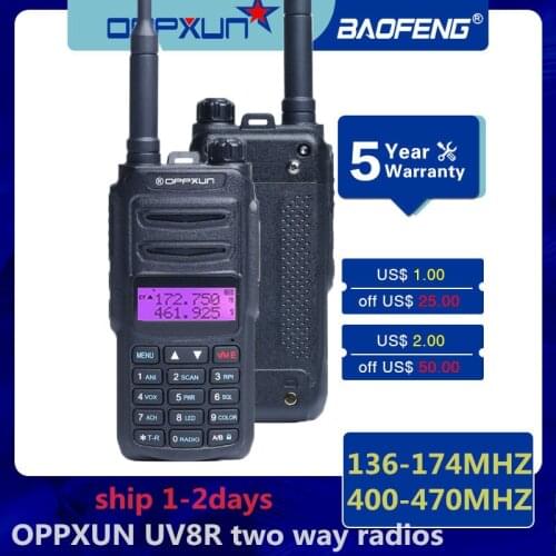OPPXUN UV-8R Pro walkie-talkie 5W high-power portable ham HF FM transceiver upgraded version walkie-talkie CB three-band radio