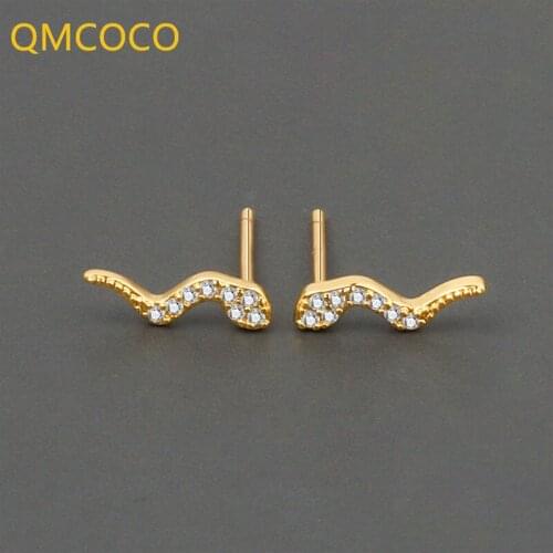 QMCOCO 925 Silver Irregular Geometry Stud Earrings For Women New Trend Elegant Simple Zircon Birthday Party Jewelry Gifts